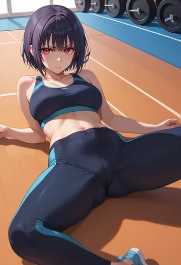 date_a_live,tokisaki_kurumi,yoga shorts, bra  - AI generated anime art