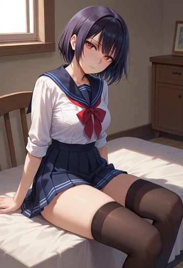 date_a_live,tokisaki_kurumi,jk uniform, stockings  - AI generated anime art