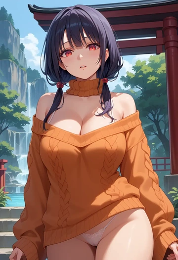 date_a_live,tokisaki_kurumi,thong,sweater,sexy  - AI generated anime art