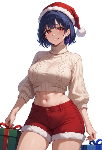 date_a_live,tokisaki_kurumi,Christmas,red velvet shorts,turtleneck sweater  - AI generated anime art