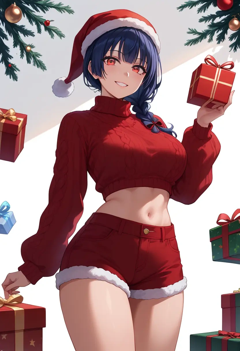 date_a_live,tokisaki_kurumi,Christmas,red velvet shorts,turtleneck sweater  - 