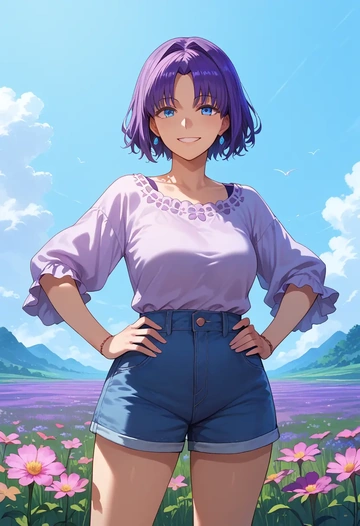 fate_(series),tokitarou_(fate),graphic tee,shorts,sneakers  - AI generated anime art