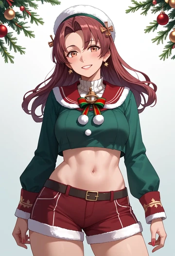 kantai_collection,tokitsukaze_(kancolle),Christmas,red velvet shorts  - AI generated anime art