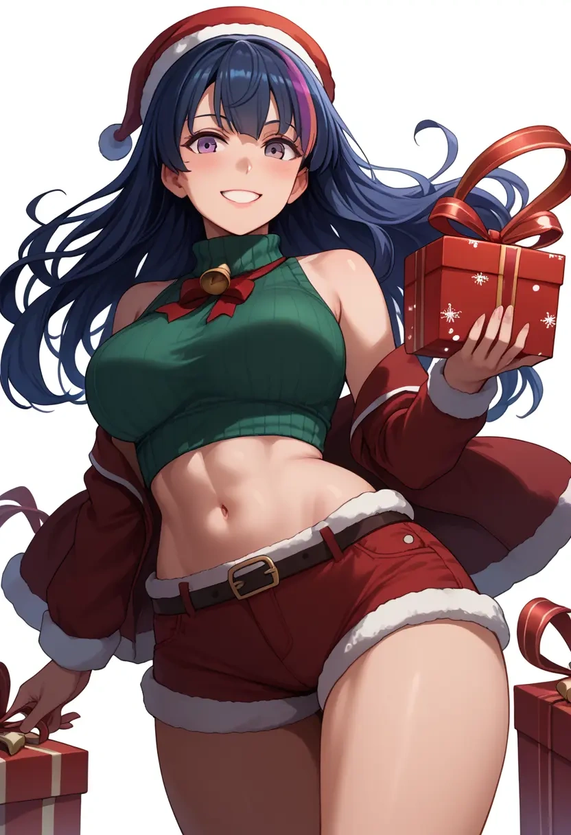 kantai_collection,tokitsukaze_(kancolle),Christmas,red velvet shorts,turtleneck sweater  - 