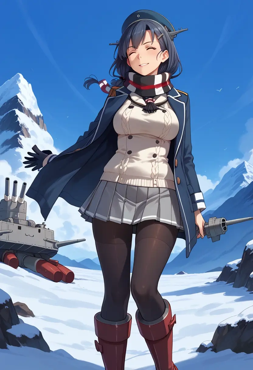 kantai_collection,tokitsukaze_(kancolle),winter,student uniform,puffer coat  - 