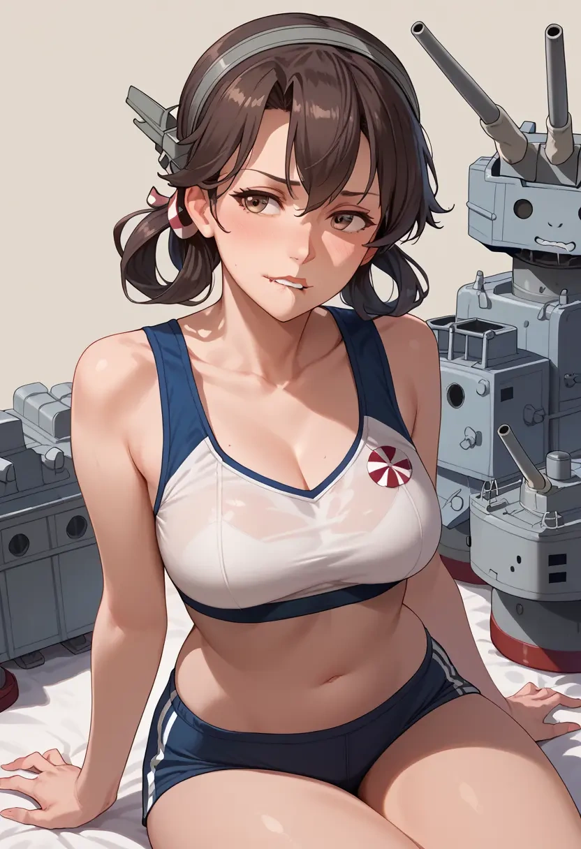 kantai_collection,tokitsukaze_(kancolle),sports crop,high-waisted shorts  - 