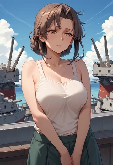 kantai_collection,tokitsukaze_(kancolle),abstract print tank,dolphin shorts  - AI generated anime art