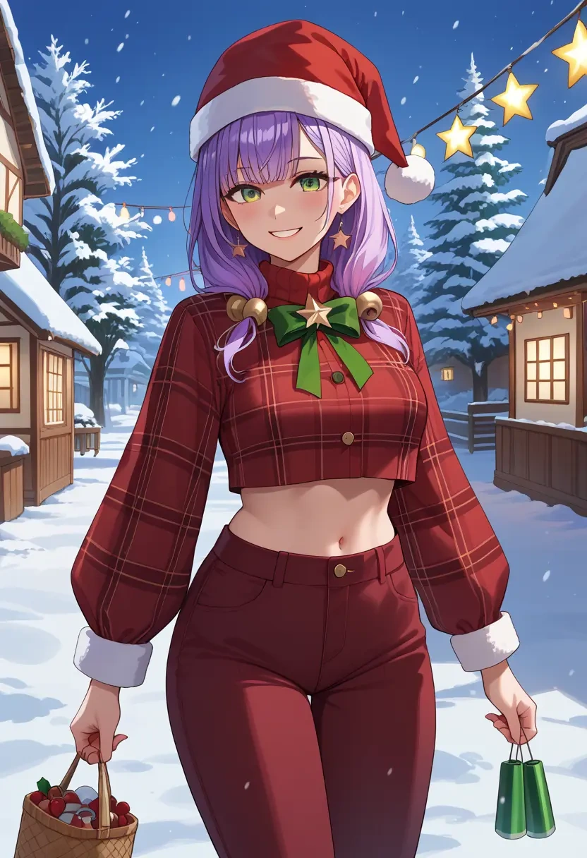 hololive,tokoyami_towa_(1st_costume),Christmas,plaid trousers  - 