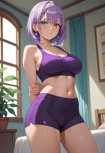 hololive,tokoyami_towa_(jirai_kei),yoga shorts  - AI generated anime art