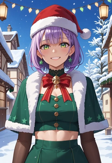 hololive,tokoyami_towa_(jirai_kei),Christmas,dress  - AI generated anime art