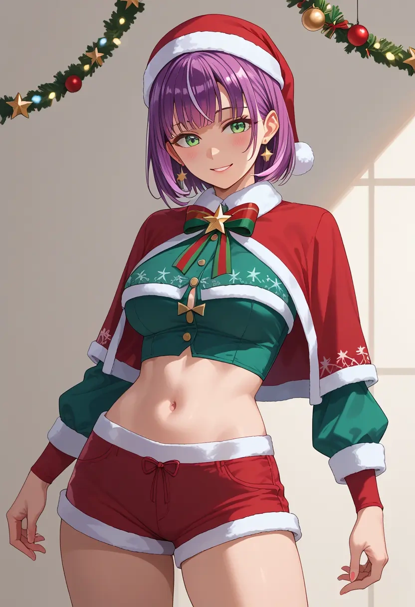 hololive,tokoyami_towa_(jirai_kei),Christmas,red velvet shorts  - 