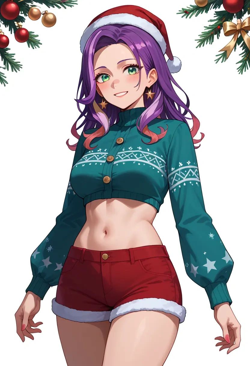 hololive,tokoyami_towa,Christmas,red velvet shorts  - 