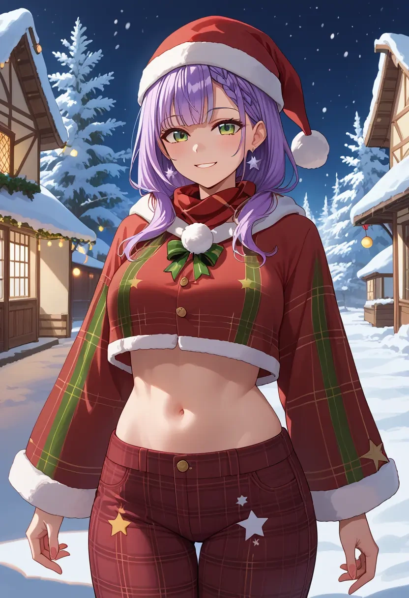 hololive,tokoyami_towa,Christmas,plaid trousers  - 