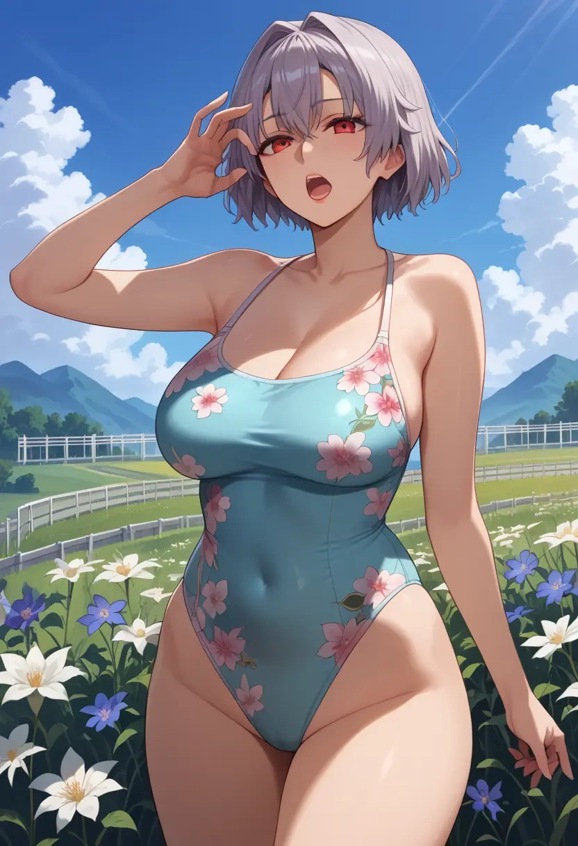 fate_(series),tomoe_gozen_(fate),swimsuit,floral print  - 