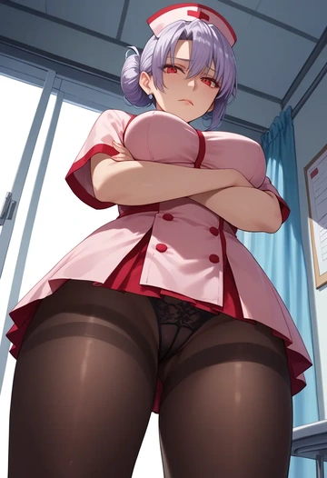 fate_(series),tomoe_gozen_(fate),nurse pantyhose,mini skirt, sexy  - AI generated anime art