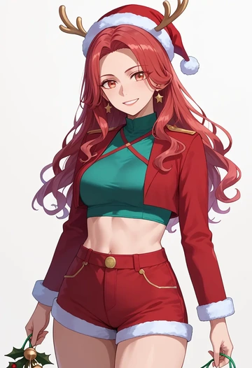 fate_(series),tomoe_gozen_(fate),Christmas,red velvet shorts  - AI generated anime art