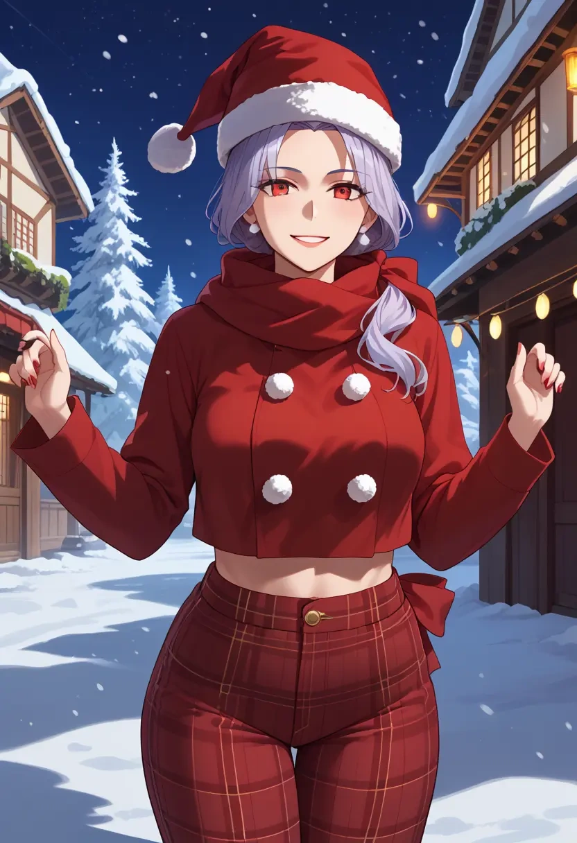 fate_(series),tomoe_gozen_(fate),Christmas,plaid trousers  - 