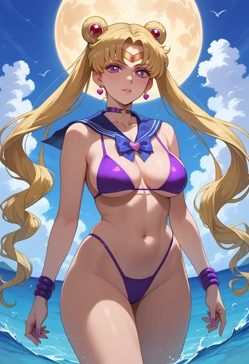 bishoujo_senshi_sailor_moon,tomoe_hotaru,bikini  - AI generated anime art