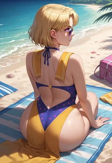 bishoujo_senshi_sailor_moon,tomoe_hotaru,swimsuit,sexy  - AI generated anime art