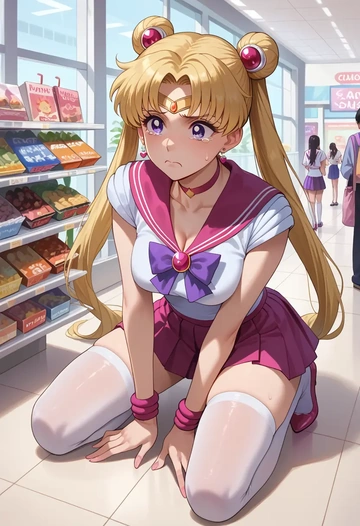 bishoujo_senshi_sailor_moon,tomoe_hotaru,mini skirt,stockings  - AI generated anime art