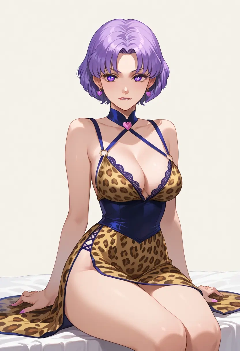 bishoujo_senshi_sailor_moon,tomoe_hotaru,leopard print,silk slip dress  - 