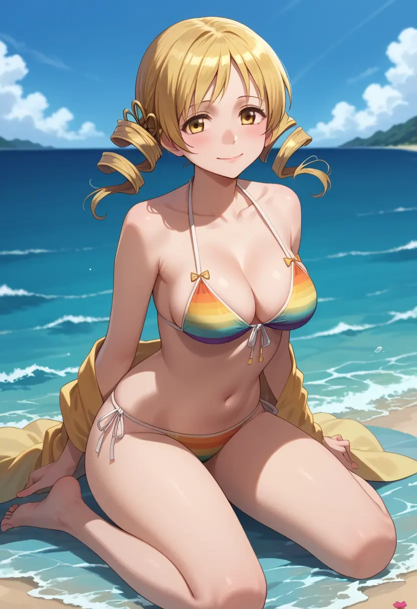 mahou_shoujo_madoka_magica,tomoe_mami,bikini,rainbow-colored,sexy  - 