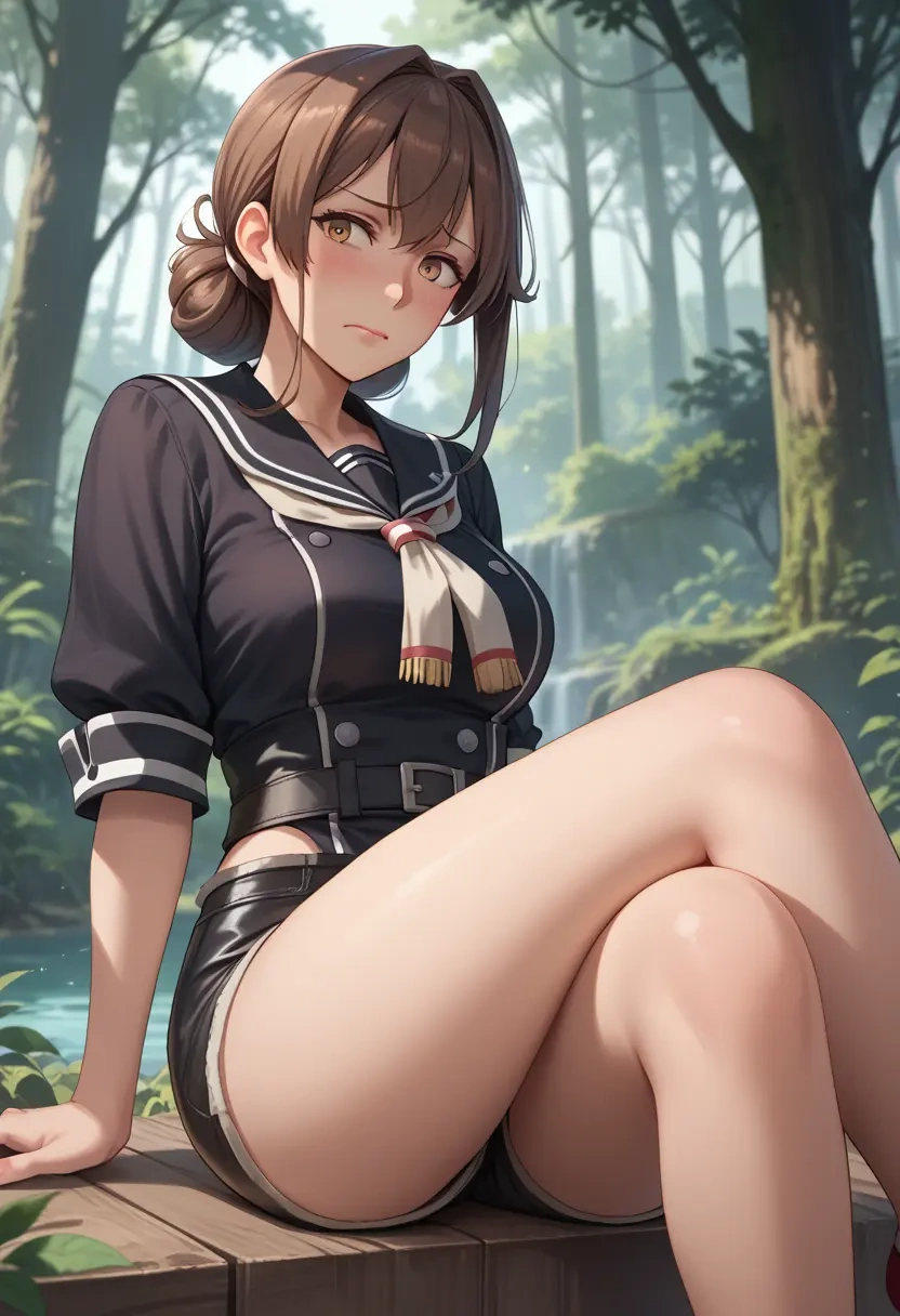 kantai_collection,tone_(kancolle),leather,shorts  - 