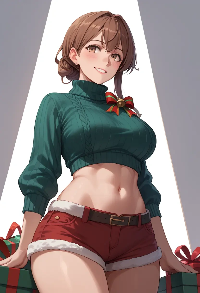 kantai_collection,tone_(kancolle),Christmas,red velvet shorts,turtleneck sweater  - 