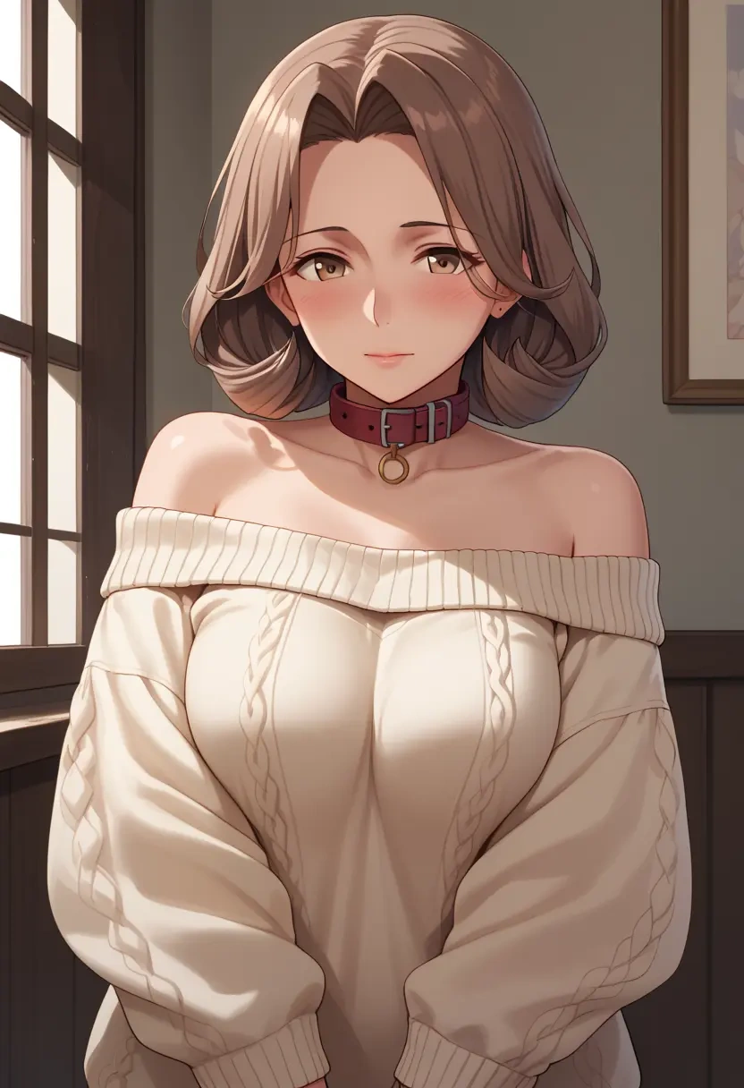 kantai_collection,tone_(kancolle),sweater,off-shoulder,collar  - 