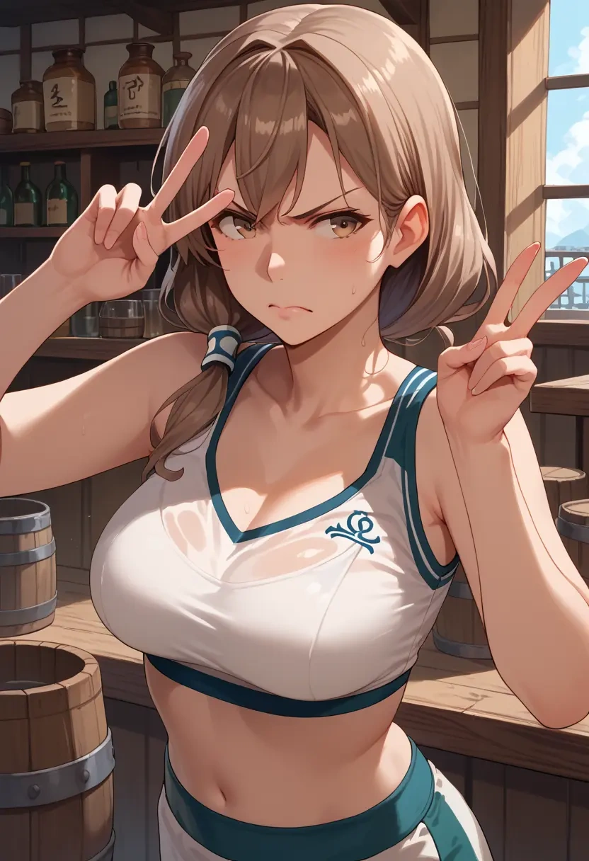 kantai_collection,tone_(kancolle),sports crop,high-waisted shorts  - 