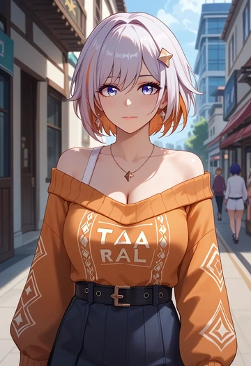 star rail,topaz,orange,sweater  - AI generated anime art