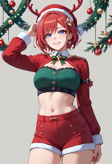 star rail,topaz,Christmas,red velvet shorts  - AI generated anime art