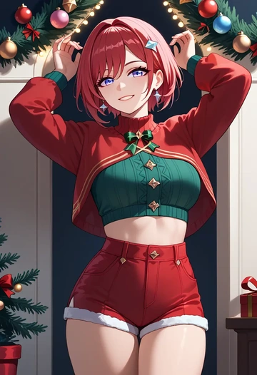 star rail,topaz,Christmas,red velvet shorts  - AI generated anime art