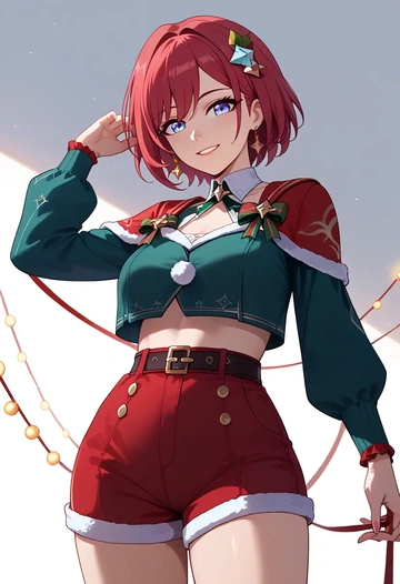 star rail,topaz,Christmas,red velvet shorts  - AI generated anime art