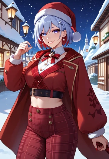 star rail,topaz,Christmas,plaid trousers  - AI generated anime art