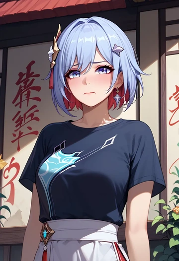 star rail,topaz,crop graffiti tee,dolphin shorts  - AI generated anime art