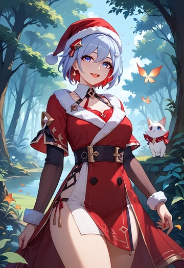 star rail,topaz,Christmas,red velvet dress  - AI generated anime art