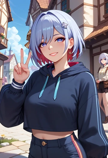 star rail,topaz,hoodie,cropped,high-waisted joggers  - AI generated anime art