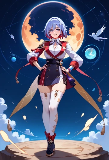 star rail,topaz,shirt dress,belted,stockings  - AI generated anime art