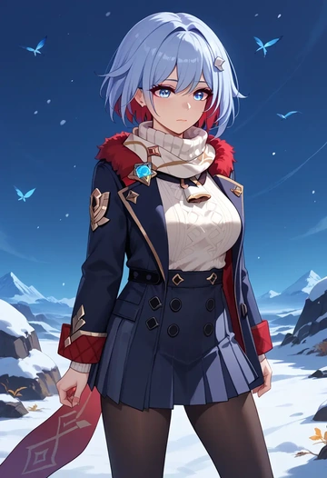 star rail,topaz,winter,student uniform,puffer coat  - AI generated anime art