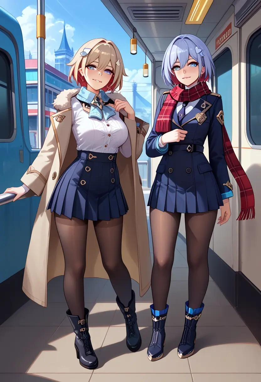 star rail,topaz,winter,student uniform,fur-trimmed coat  - 