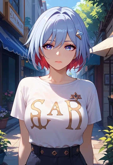 star rail,topaz,handwritten script shirt,dolphin shorts  - AI generated anime art