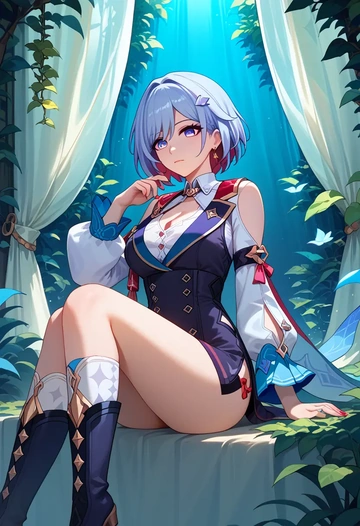 star rail,topaz,shirt dress,belted,stockings  - AI generated anime art