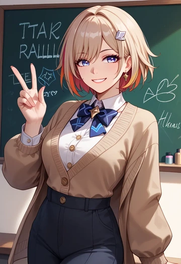 star rail,topaz,teacher, sweater  - AI generated anime art