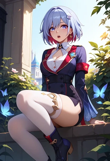 star rail,topaz,shirt dress,belted,stockings  - AI generated anime art