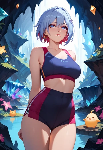 star rail,topaz,tankini top,board shorts  - AI generated anime art