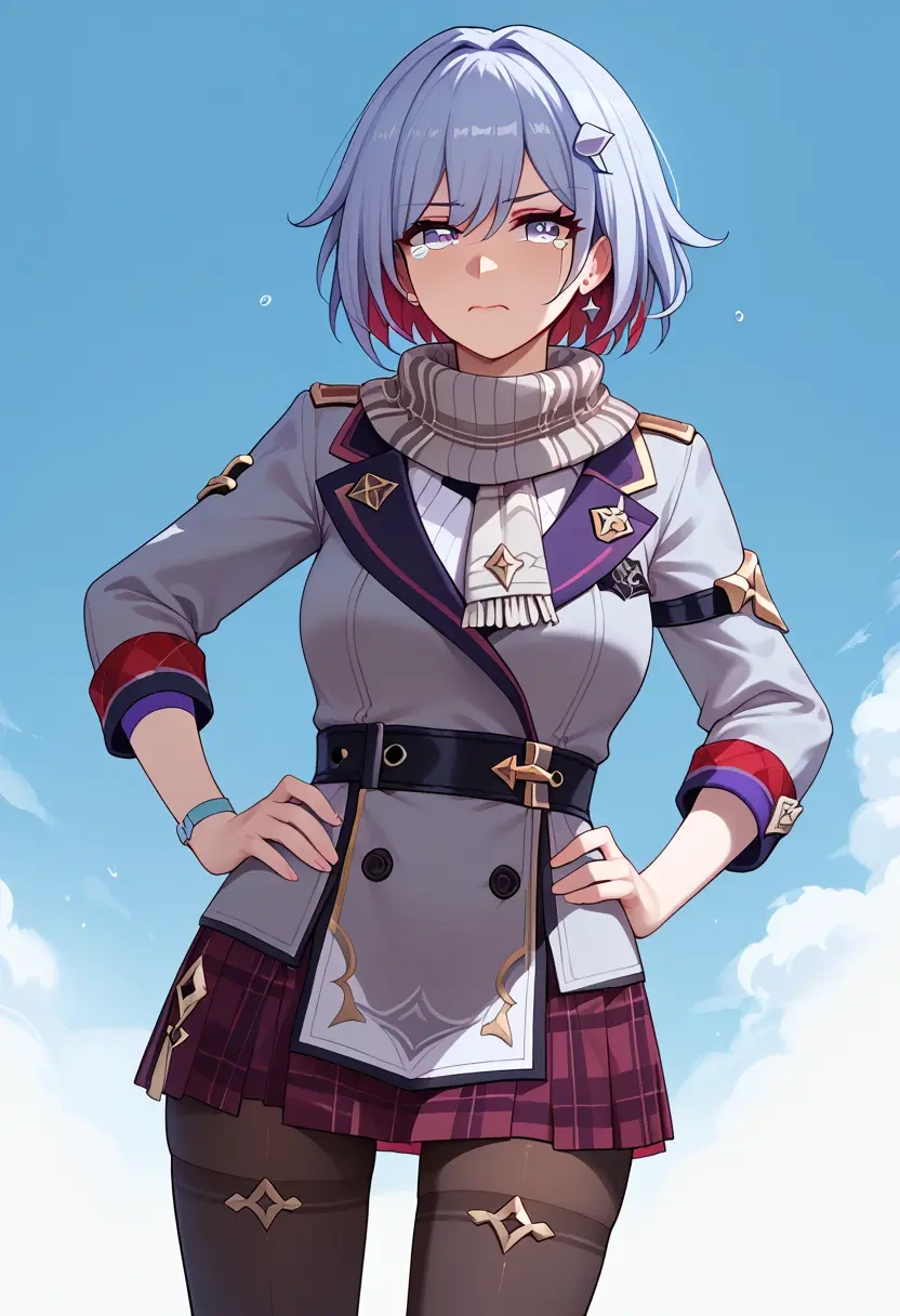 star rail,topaz,winter,student uniform,fur-lined parka  - 