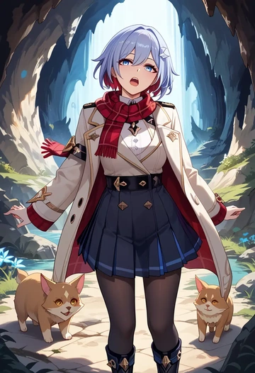 star rail,topaz,winter,student uniform,fur-trimmed coat  - AI generated anime art