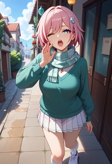 star rail,topaz,spring,student uniform,knit sweater  - AI generated anime art