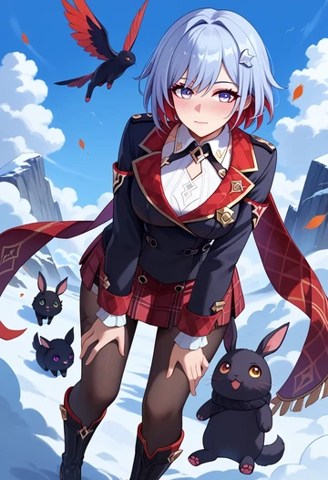 star rail,topaz,winter,student uniform,fur-collared jacket  - AI generated anime art